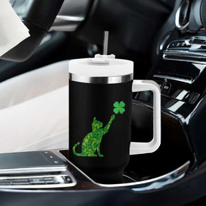 St Patricks Day Shamrock Cat Tumbler With Handle Saint Pattys Cats Lover TS02 Print Your Wear