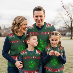 Lucky Shamrock Basketball V-Neck Knit Sweater Vest Clover Irish St Patrick's Day Sport Lover TS02 Red Green Print Your Wear