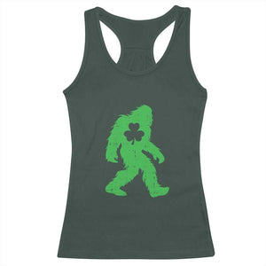 St Patricks Day Bigfoot Racerback Tank Top Sasquatch Lucky Shamrock TS02 Dark Forest Green Print Your Wear