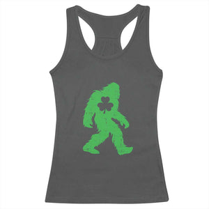 St Patricks Day Bigfoot Racerback Tank Top Sasquatch Lucky Shamrock TS02 Dark Heather Print Your Wear
