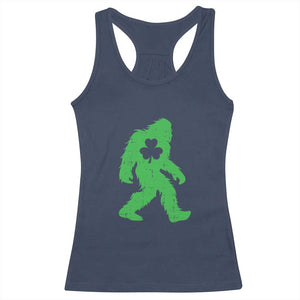 St Patricks Day Bigfoot Racerback Tank Top Sasquatch Lucky Shamrock TS02 Navy Print Your Wear