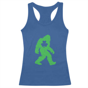 St Patricks Day Bigfoot Racerback Tank Top Sasquatch Lucky Shamrock TS02 Royal Blue Print Your Wear