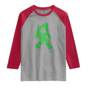 St Patricks Day Bigfoot Raglan Shirt Sasquatch Lucky Shamrock TS02 Sport Gray Red Print Your Wear