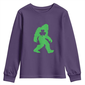 St Patricks Day Bigfoot Youth Sweatshirt Sasquatch Lucky Shamrock TS02 Purple Print Your Wear