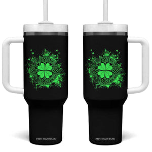 Celtic Knot Irish Shamrock Tumbler With Handle St Patricks Day TS02 One Size: 40 oz Black Print Your Wear
