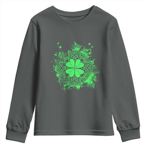 Celtic Knot Irish Shamrock Youth Sweatshirt St Patricks Day TS02 Dark Heather Print Your Wear