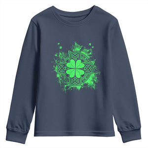 Celtic Knot Irish Shamrock Youth Sweatshirt St Patricks Day TS02 Navy Print Your Wear