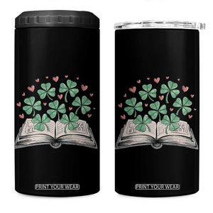 St Patricks Day Book Lover 4 in 1 Can Cooler Tumbler Librarian Core Lucky Shamrocks TS02 One Size: 16 oz Black Print Your Wear