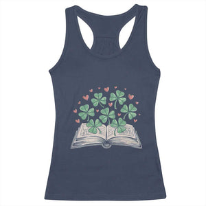 St Patricks Day Book Lover Racerback Tank Top Librarian Core Lucky Shamrocks TS02 Navy Print Your Wear