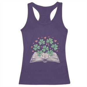 St Patricks Day Book Lover Racerback Tank Top Librarian Core Lucky Shamrocks TS02 Purple Print Your Wear