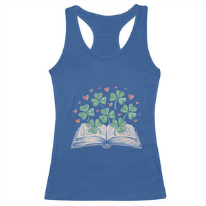 St Patricks Day Book Lover Racerback Tank Top Librarian Core Lucky Shamrocks TS02 Royal Blue Print Your Wear