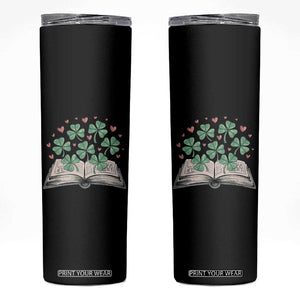 St Patricks Day Book Lover Skinny Tumbler Librarian Core Lucky Shamrocks TS02 Black Print Your Wear