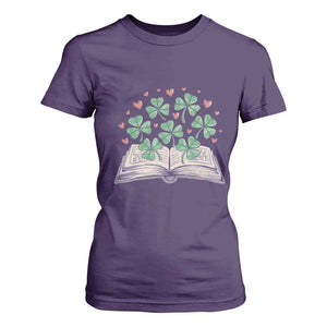 St Patricks Day Book Lover T Shirt For Women Librarian Core Lucky Shamrocks TS02 Purple Print Your Wear