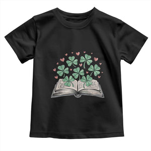 St Patricks Day Book Lover Toddler T Shirt Librarian Core Lucky Shamrocks TS02 Black Print Your Wear