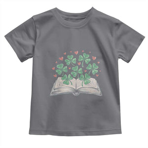 St Patricks Day Book Lover Toddler T Shirt Librarian Core Lucky Shamrocks TS02 Charcoal Print Your Wear