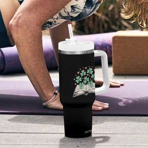 St Patricks Day Book Lover Tumbler With Handle Librarian Core Lucky Shamrocks TS02 Print Your Wear