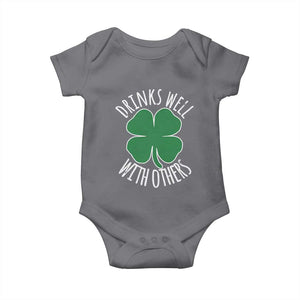 Funny St Patricks Day Drinking Baby Onesie Drinks Well With Others Drunk Beer Lucky Shamrock TS02 Charcoal Print Your Wear