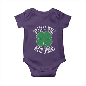 Funny St Patricks Day Drinking Baby Onesie Drinks Well With Others Drunk Beer Lucky Shamrock TS02 Purple Print Your Wear