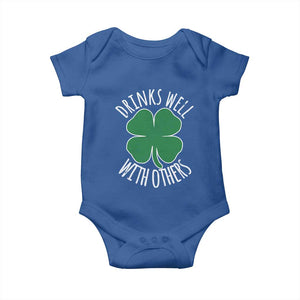 Funny St Patricks Day Drinking Baby Onesie Drinks Well With Others Drunk Beer Lucky Shamrock TS02 Royal Blue Print Your Wear