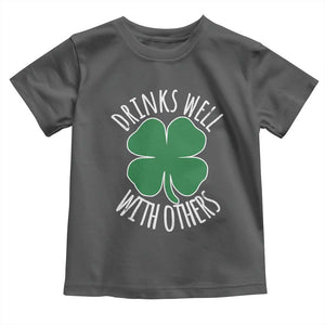 Funny St Patricks Day Drinking Toddler T Shirt Drinks Well With Others Drunk Beer Lucky Shamrock TS02 Dark Heather Print Your Wear