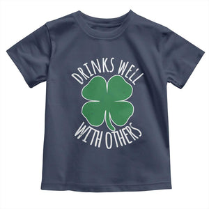 Funny St Patricks Day Drinking Toddler T Shirt Drinks Well With Others Drunk Beer Lucky Shamrock TS02 Navy Print Your Wear