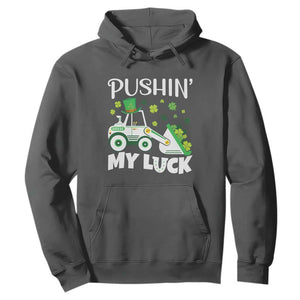 St Patricks Day Boys Truck Hoodie Pushing My Luck Tractor Toy Lover TS02 Dark Heather Print Your Wear