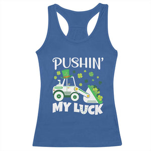 St Patricks Day Boys Truck Racerback Tank Top Pushing My Luck Tractor Toy Lover TS02 Royal Blue Print Your Wear