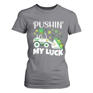 St Patricks Day Boys Truck T Shirt For Women Pushing My Luck Tractor Toy Lover TS02 Charcoal Print Your Wear