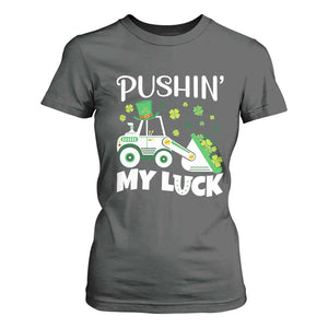 St Patricks Day Boys Truck T Shirt For Women Pushing My Luck Tractor Toy Lover TS02 Dark Heather Print Your Wear