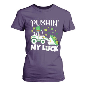 St Patricks Day Boys Truck T Shirt For Women Pushing My Luck Tractor Toy Lover TS02 Purple Print Your Wear