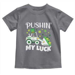 St Patricks Day Boys Truck Toddler T Shirt Pushing My Luck Tractor Toy Lover TS02 Charcoal Print Your Wear