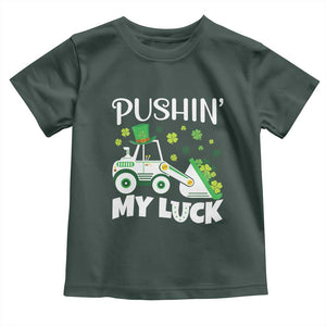 St Patricks Day Boys Truck Toddler T Shirt Pushing My Luck Tractor Toy Lover TS02 Dark Forest Green Print Your Wear