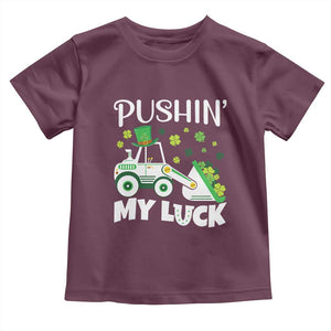 St Patricks Day Boys Truck Toddler T Shirt Pushing My Luck Tractor Toy Lover TS02 Maroon Print Your Wear