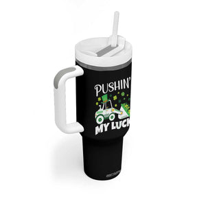 St Patricks Day Boys Truck Tumbler With Handle Pushing My Luck Tractor Toy Lover TS02 Print Your Wear