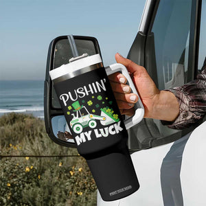St Patricks Day Boys Truck Tumbler With Handle Pushing My Luck Tractor Toy Lover TS02 Print Your Wear