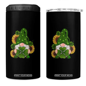 St Patrick's Day Cute Gnomes 4 in 1 Can Cooler Tumbler Holding Shamrock Sunflower TS02 One Size: 16 oz Black Print Your Wear