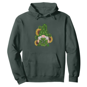 St Patrick's Day Cute Gnomes Hoodie Holding Shamrock Sunflower TS02 Dark Forest Green Print Your Wear