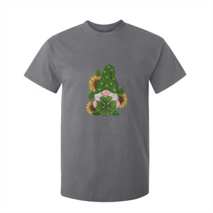 St Patrick's Day Cute Gnomes T Shirt For Kid Holding Shamrock Sunflower TS02 Charcoal Print Your Wear