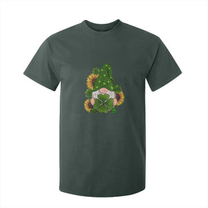 St Patrick's Day Cute Gnomes T Shirt For Kid Holding Shamrock Sunflower TS02 Dark Forest Green Print Your Wear