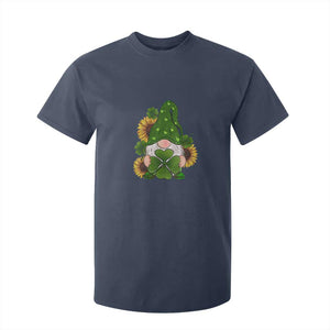 St Patrick's Day Cute Gnomes T Shirt For Kid Holding Shamrock Sunflower TS02 Navy Print Your Wear