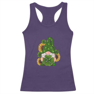 St Patrick's Day Cute Gnomes Racerback Tank Top Holding Shamrock Sunflower TS02 Purple Print Your Wear