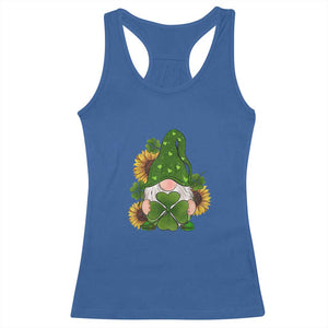 St Patrick's Day Cute Gnomes Racerback Tank Top Holding Shamrock Sunflower TS02 Royal Blue Print Your Wear