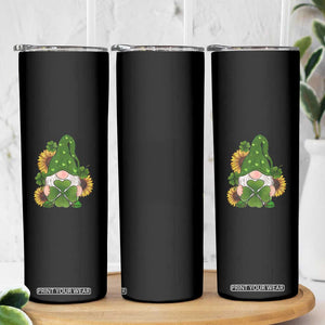 St Patrick's Day Cute Gnomes Skinny Tumbler Holding Shamrock Sunflower TS02 Print Your Wear