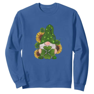 St Patrick's Day Cute Gnomes Sweatshirt Holding Shamrock Sunflower TS02 Royal Blue Print Your Wear