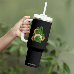 St Patrick's Day Cute Gnomes Tumbler With Handle Holding Shamrock Sunflower TS02 Print Your Wear