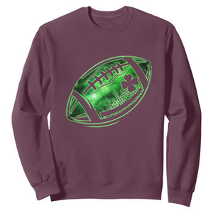 Lucky Shamrock Football Sweatshirt Irish Clover St Patricks Day Sport Lover TS02 Maroon Print Your Wear