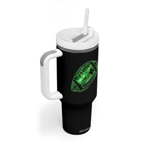 Lucky Shamrock Football Tumbler With Handle Irish Clover St Patricks Day Sport Lover TS02 Print Your Wear