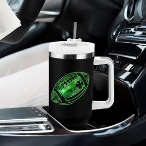 Lucky Shamrock Football Tumbler With Handle Irish Clover St Patricks Day Sport Lover TS02 Print Your Wear