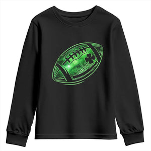 Lucky Shamrock Football Youth Sweatshirt Irish Clover St Patricks Day Sport Lover TS02 Black Print Your Wear