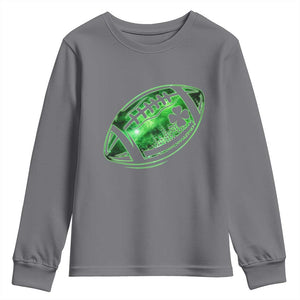 Lucky Shamrock Football Youth Sweatshirt Irish Clover St Patricks Day Sport Lover TS02 Charcoal Print Your Wear
